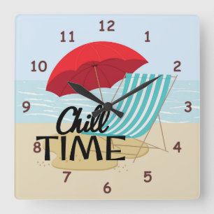 Summertime Chill Tijd bij Beach Vierkante Klok