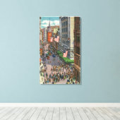 Summertime Crowds op Washington Street Canvas Afdruk (Insitu (Houten vloer))