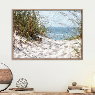 Summertime Dunes Beach Ocean Waterverf Painting Poster