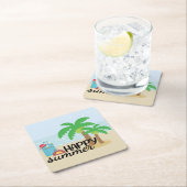 Summertime Happy Summer bij Beach Vierkante Kartonnen Onderzetter (Insitu)
