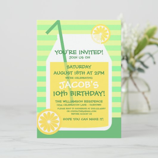 Summertime Lemonade Party Invitation Kaart (Staand voorkant)