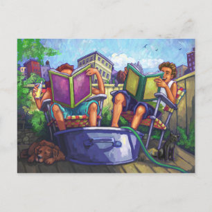 Summertime lezen briefkaart
