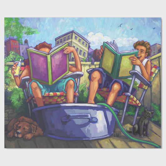 Summertime lezen cadeaupapier (Vlak)