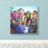 Summertime lezen canvas afdruk (Insitu (Houten vloer))