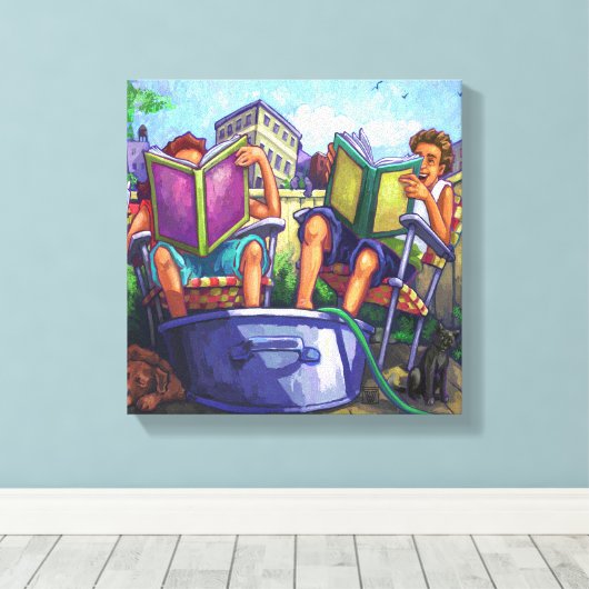 Summertime lezen canvas afdruk (Insitu (Houten vloer))