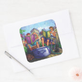 Summertime lezen vierkante sticker (Envelop)