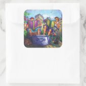 Summertime lezen vierkante sticker (Tas)