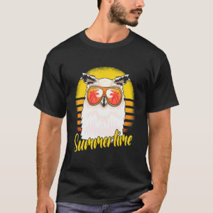 Summertime Owl Retro Sunset Beach Vacation Ownersh T-shirt