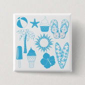 Summertime-pictogrammen Vierkante Button 5,1 Cm (Voorkant)