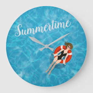 Summertime poolmeisje Grote klok