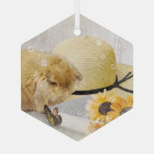 Summertime Sunflower Bunny Glas Ornament (Achterkant)