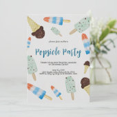 Summertime Watercolor Popsicle Party Invitation (Debout devant)