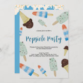Summertime Watercolor Popsicle Party Invitation (Devant / Derrière)