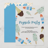 Summertime Watercolor Popsicle Party Invitation Kaart (Voorkant / Achterkant)