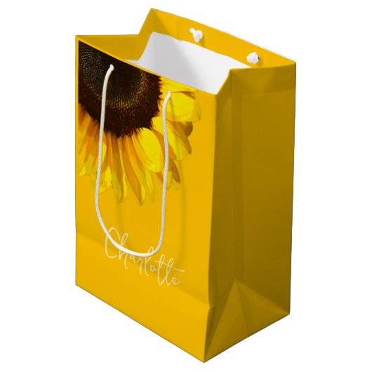 Summertime Yellow Sunflower  naam Medium Cadeauzakje (Voorkant Gekanteld)