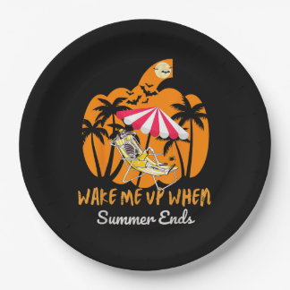 Summerween Beach Pompoen Skelet Grappig Halloween Papieren Bordje