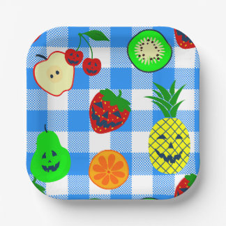 summerween blauwe halloween jack o'lantern fruit papieren bordje