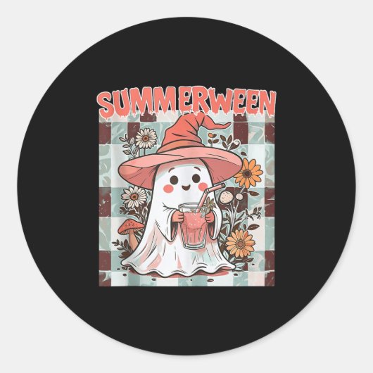 Summerween Funny Halloween Herfst Trending Design  Ronde Sticker (Voorkant)