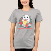 Summerween Ghost with Strawberries Tri-Blend Shirt (Voorkant)