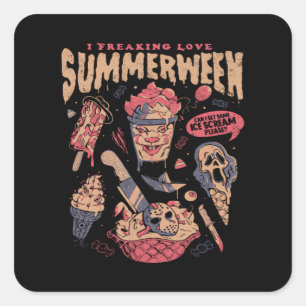 Summerween - Grappige Goth Horror Films Halloween  Vierkante Sticker