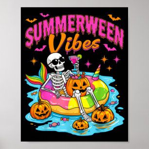 Summerween Grappige Skeletten Halloween Drijvend Z Poster