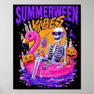 Summerween Grappige Skeletten Halloween Drijvend Z Poster