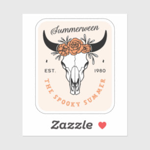 Summerween griezelige zomer bloemrijke schedel est sticker