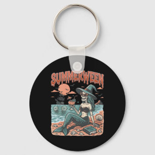 Summerween Mermaid Skeleton Beach Flamingo Hallowe Sleutelhanger