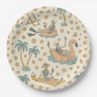 Summerween Party Skeleton Paper Plates Papieren Bordje