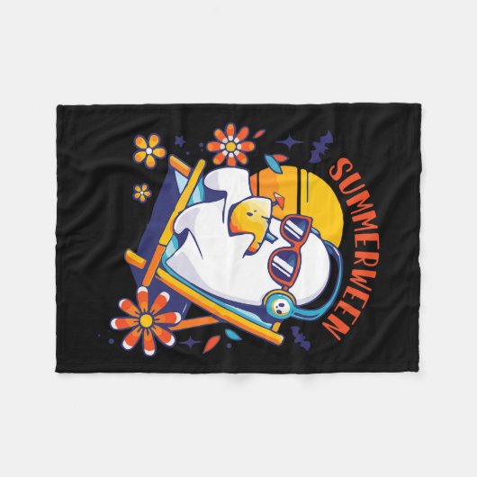 Summerween Schattige Spooky Zomer Geest Halloween Fleece Deken (Voorkant (Horizontaal))