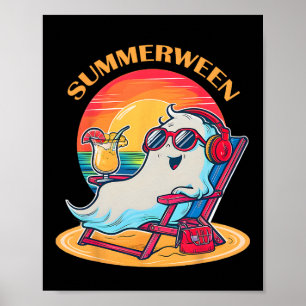 Summerween Schattige Spooky Zomer Geest Halloween Poster