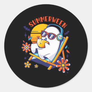 Summerween Schattige Spooky Zomer Geest Halloween  Ronde Sticker