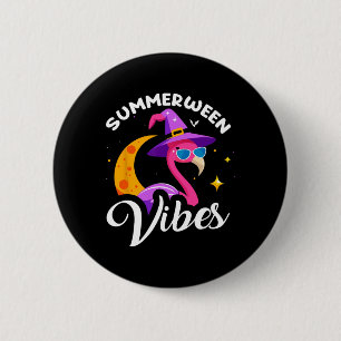 Summerween Sfeer Flamingo Zomer Halloween Vakantie Ronde Button 5,7 Cm