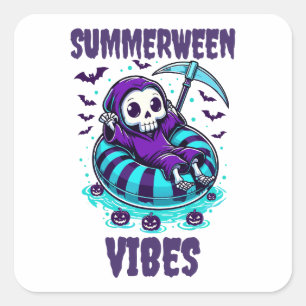 Summerween-sfeer – Reaper Relaxed Vierkante Sticker