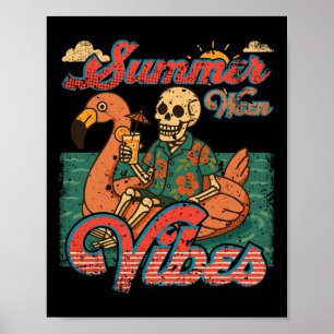 Summerween Sfeer Skelet Flamingo Float Zomer Hallo Poster