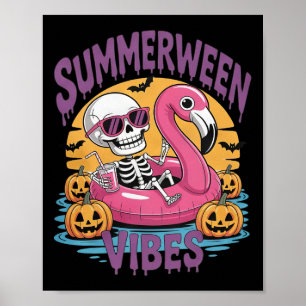 Summerween Sfeer Skelet Flamingo Griezelige Hallow Poster