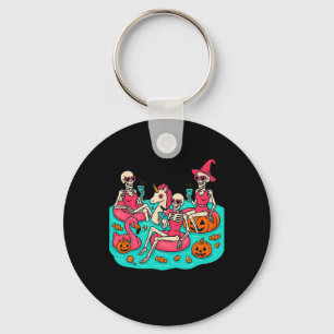 Summerween skelet flamingo die gewoon op Halloween Sleutelhanger