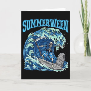 Summerween Skelet Surfen Grim Reaper Strand Spooky Kaart