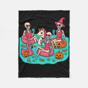 Summerween Skeleton Flamingo Wachten op Hall Fleece Deken