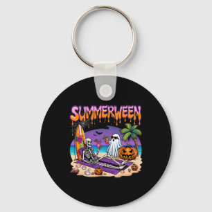 Summerween Skeleton Ghost Beach Funny Spooky Hallo Sleutelhanger