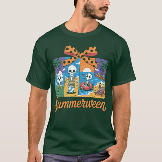 Summerween Skeleton Ghost Beach Party Halloween Vi T-shirt (Voorkant)