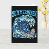 Summerween Skeleton Surf Grim Reaper Beach Spooky Kaart (Gele Bloem)