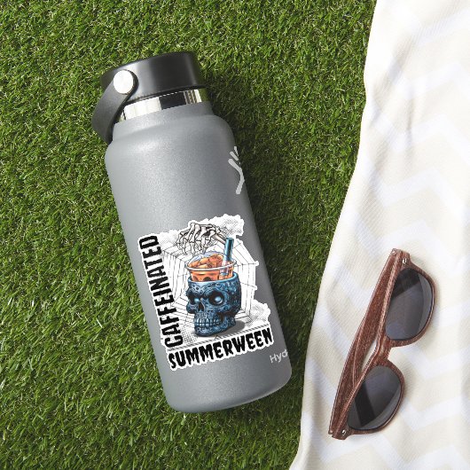 Summerween Skull Skeleton Hand Iced Coffee Goth Sticker (HydroFlask Insitu)