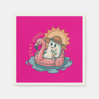Summerween Spook op een Flamingo Drijver Servet