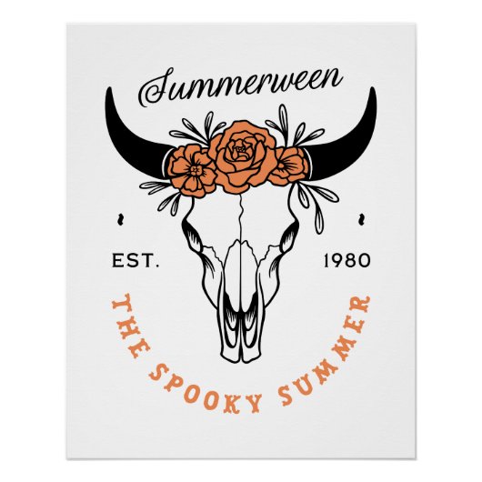 Summerween spooky summer floral skull aesthetic perfect poster (Voorkant)