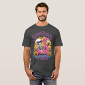 Summerween Vibes Skeleton Flamingo Spooky Hallowee T-shirt (Voorkant volledig)