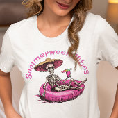 Summerween Vibes Skeleton Pink Float Tropical Tri-Blend Shirt