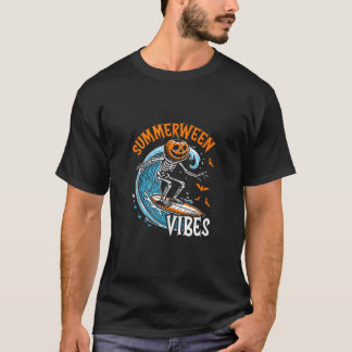 Summerween Vibes Skeleton Pumpkin Surfen Zomer H T-shirt