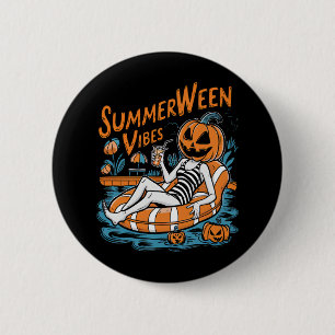 Summerween Vibes Spooky Summer Pumpkin Schattige Ronde Button 5,7 Cm