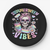 Summerween Vibes Sweet Skeleton Girl Summer Hallow Papieren Bordje (Voorkant)